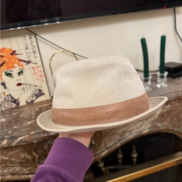 Hermes Women Linen Cotton Blend With Leather Strap Fedora Hat - Picture 5 of 7